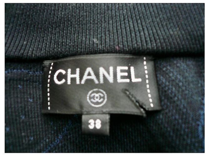 CHANEL Zip-Jacke Camelia Teddy Marine Größe 38 FR Marineblau - Ansicht 5