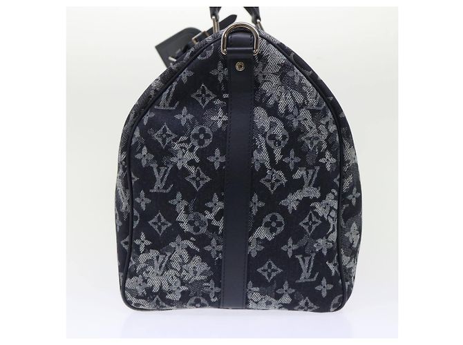 Borsa Keepall Bandoulière Louis Vuitton Monogramma Tappezzeria Canvas 50 Blu navy - vista 3