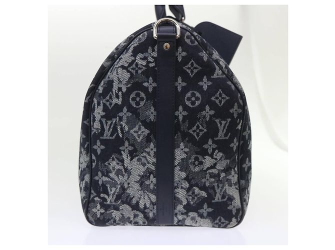Borsa Keepall Bandoulière Louis Vuitton Monogramma Tappezzeria Canvas 50 Blu navy - vista 4