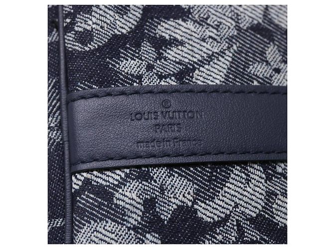 Borsa Keepall Bandoulière Louis Vuitton Monogramma Tappezzeria Canvas 50 Blu navy - vista 7