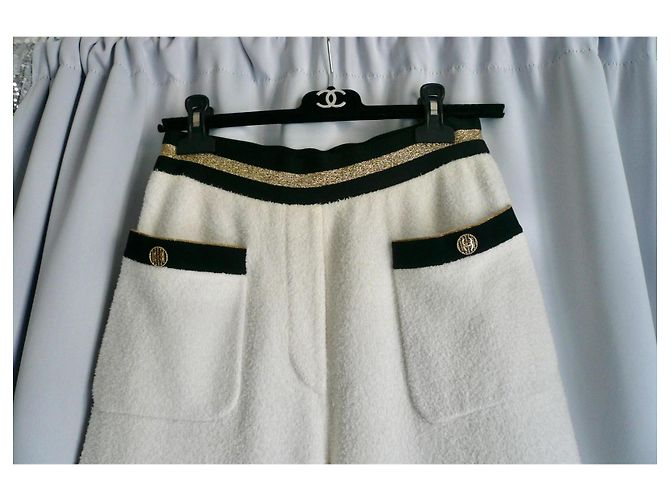 CHANEL Pantalón de Algodón Toalla Blanco T36 - vista 2