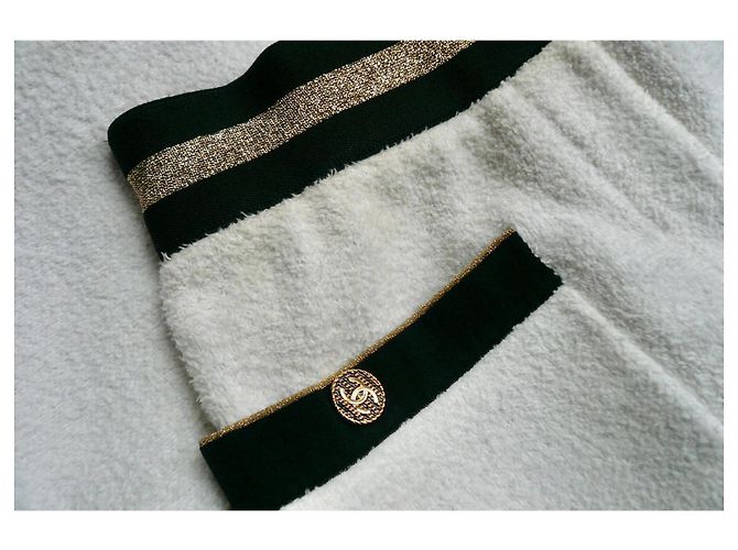 CHANEL Pantalón de Algodón Toalla Blanco T36 - vista 4