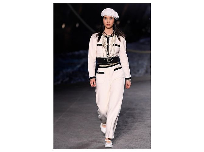 CHANEL Pantalón de Algodón Toalla Blanco T36 - vista 8