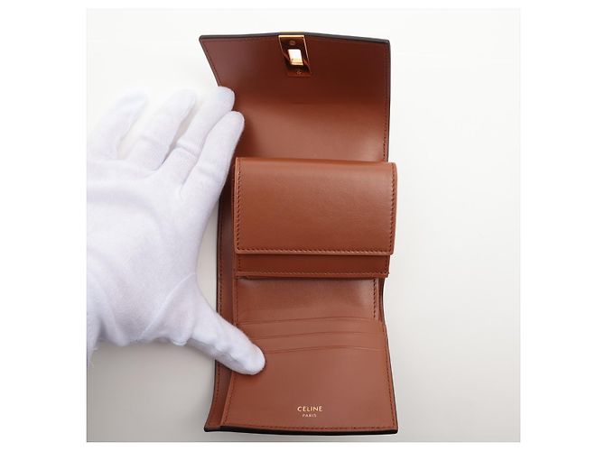 Céline Celine 16 Trifold Wallet Leather Small Brown - view 5