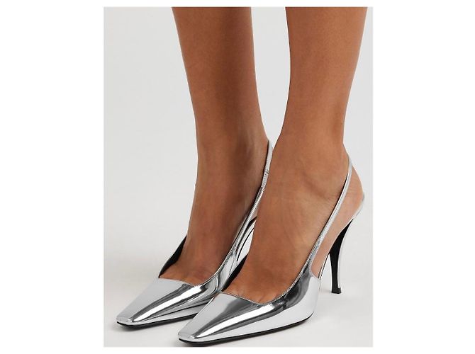 Sapatilhas Slingback Saint Laurent 38 Prata - vista 10