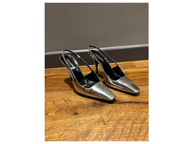 Sapatilhas Slingback Saint Laurent 38 Prata - vista 2