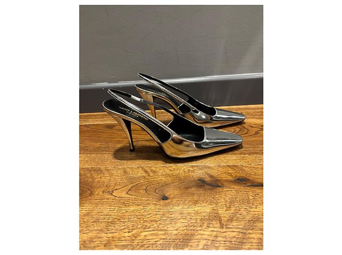 Sapatilhas Slingback Saint Laurent 38 Prata - vista 6