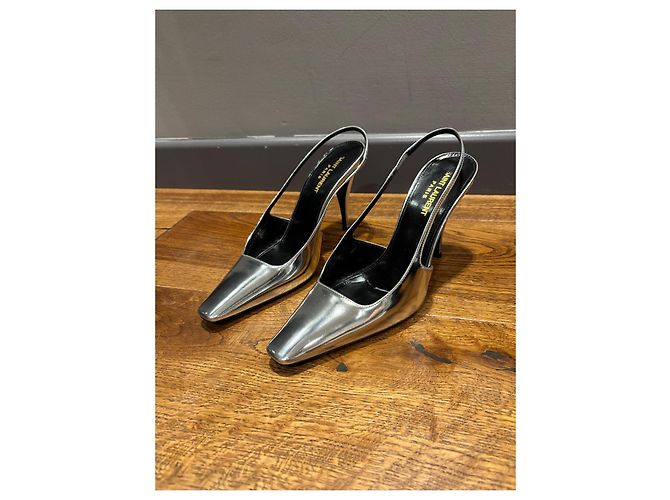 Sapatilhas Slingback Saint Laurent 38 Prata - vista 7