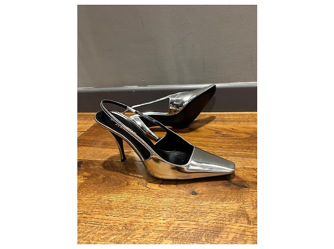 Sapatilhas Slingback Saint Laurent 38 Prata - vista 9
