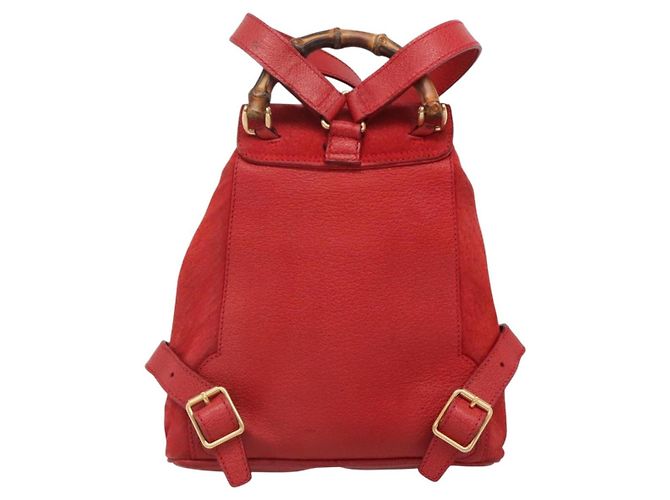 Gucci Vintage Bamboo Suede Mini Rosso - vista 2