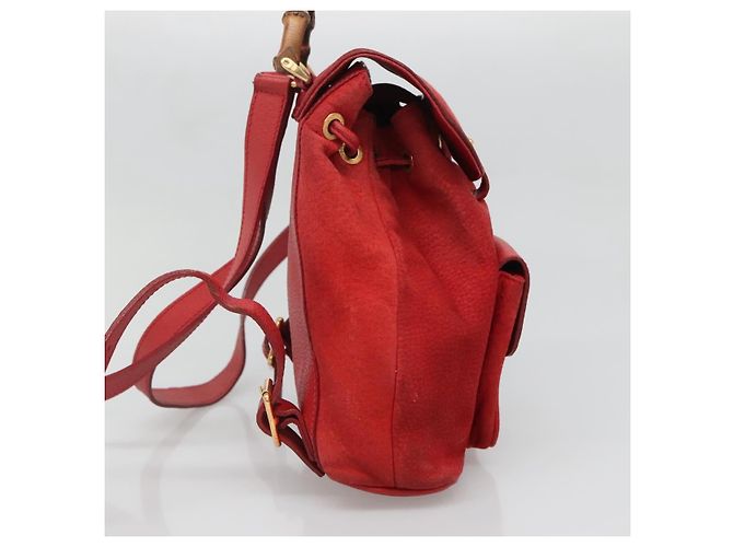 Gucci Vintage Bamboo Suede Mini Rosso - vista 3