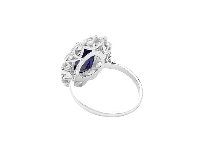 Autre Marque Platin Pompadour Ring, Saphir und Diamanten. - Ansicht 4