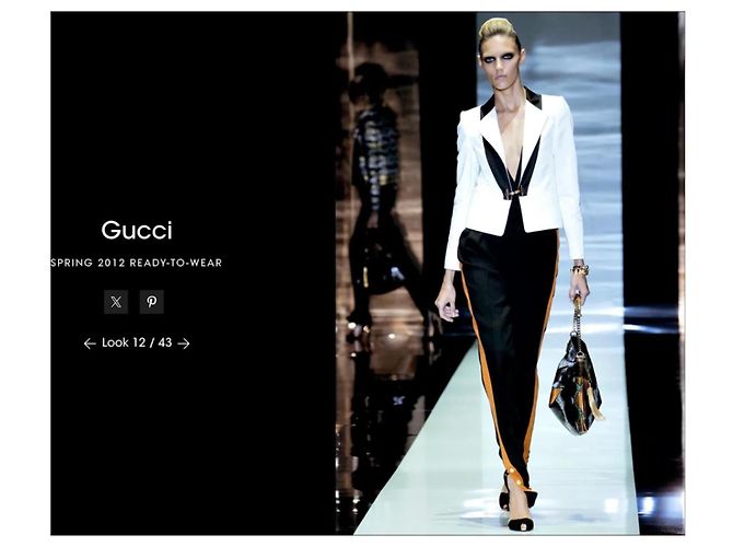 Desfile de moda Gucci Primavera 2012 - look 12 Negro Blanco - vista 9