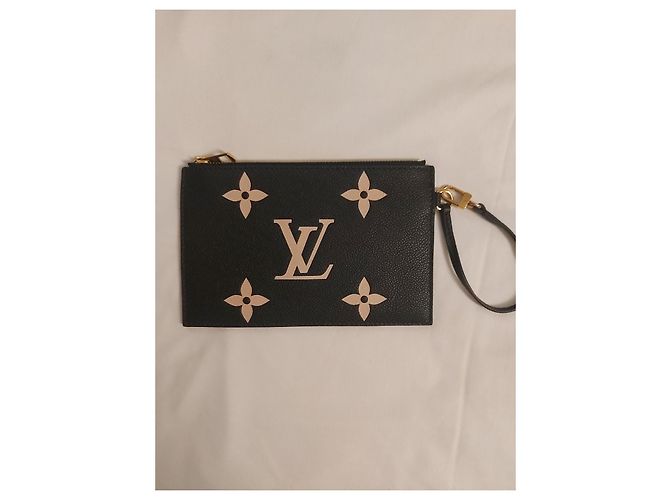Louis Vuitton Neverfull in pelle nero e beige - vista 3