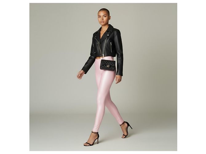 Leggings Chanel Rosa con Logo CC de Strass - vista 3