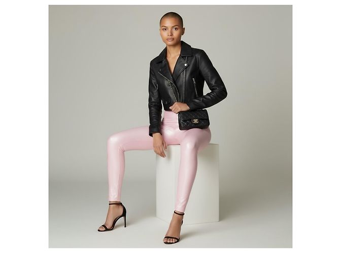 Leggings Chanel Rosa con Logo CC de Strass - vista 4