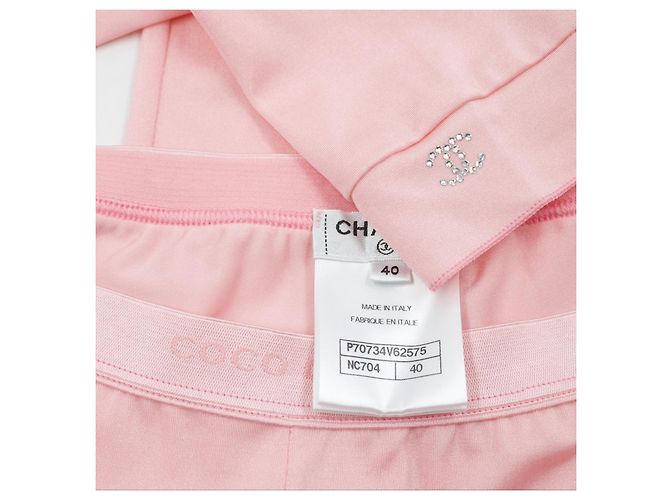 Leggings Chanel Rosa con Logo CC de Strass - vista 5