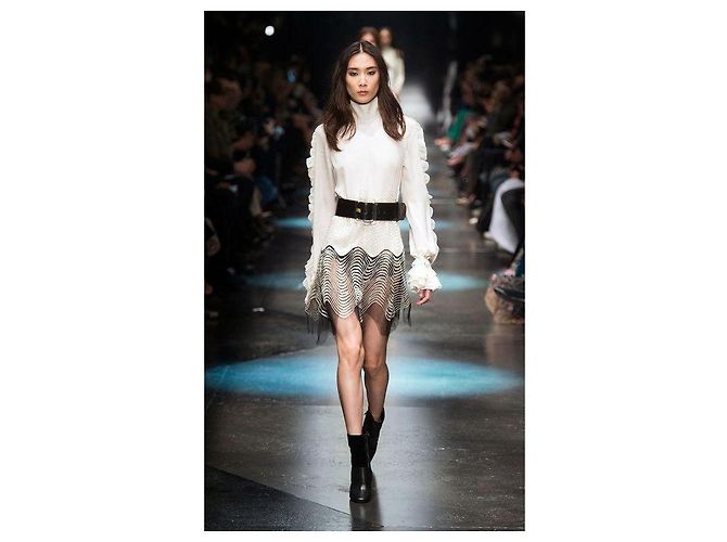 Abito Roberto Cavalli in seta ricamato crema e nero - vista 10