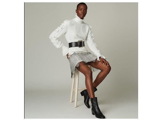 Abito Roberto Cavalli in seta ricamato crema e nero - vista 5