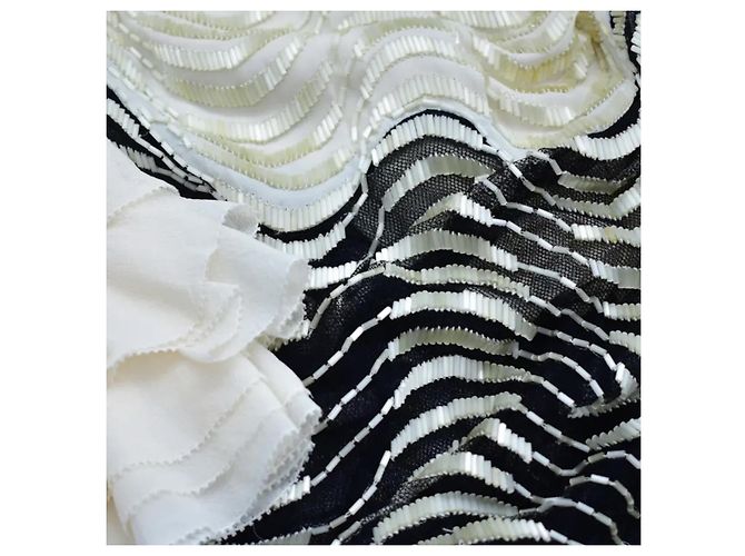 Abito Roberto Cavalli in seta ricamato crema e nero - vista 8
