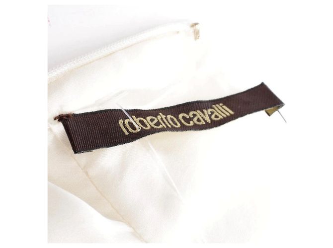 Abito Roberto Cavalli in seta ricamato crema e nero - vista 9