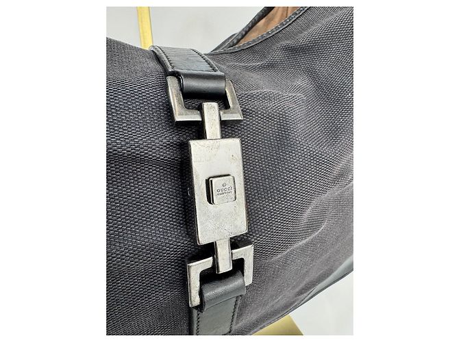 Borsa a spalla Gucci Jackie in tela / pelle nera 281 Nero - vista 11