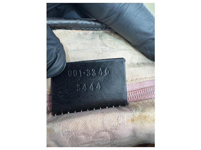 Borsa a spalla Gucci Jackie in tela / pelle nera 281 Nero - vista 12