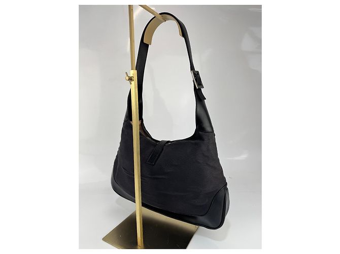 Borsa a spalla Gucci Jackie in tela / pelle nera 281 Nero - vista 3