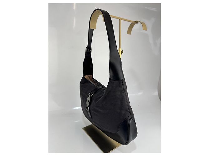 Borsa a spalla Gucci Jackie in tela / pelle nera 281 Nero - vista 5