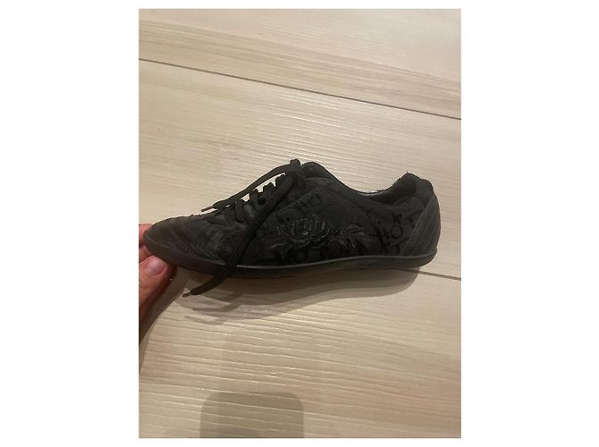 Dior Sneaker Schwarz Stoff mit Stickmuster 38 - Ansicht 2