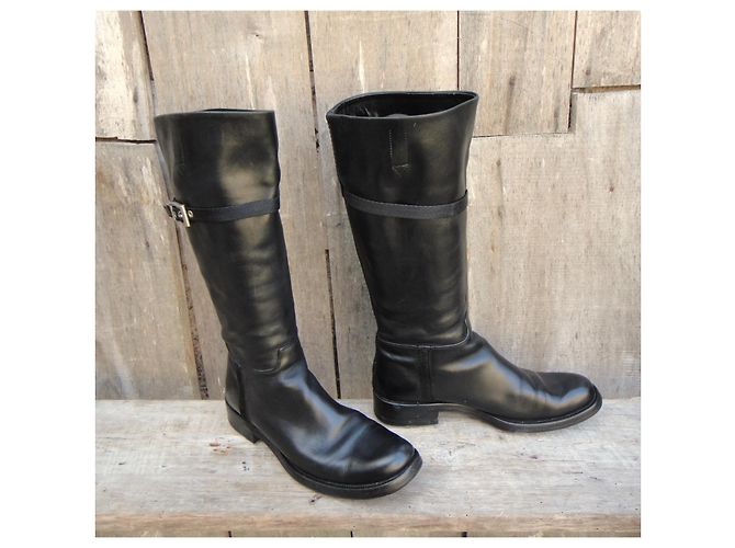 Botas Prada de cuero negro 36,5 IT - vista 2