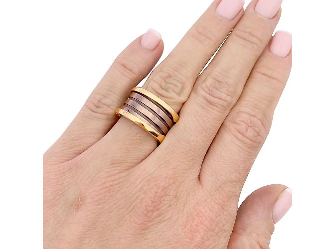 Anello Bulgari, "B.Zero1", oro rosa, cermet. - vista 4