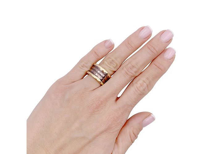 Anello Bulgari, "B.Zero1", oro rosa, cermet. - vista 5