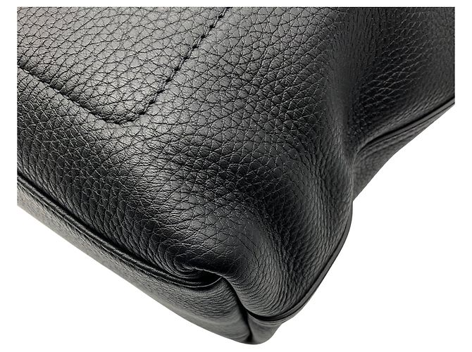 Grande borsa in pelle nera Roseau Longchamp - vista 13