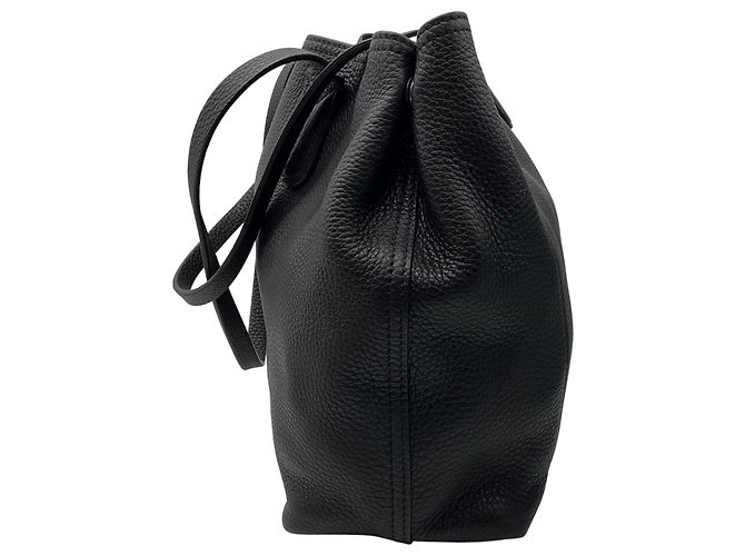 Grande borsa in pelle nera Roseau Longchamp - vista 2