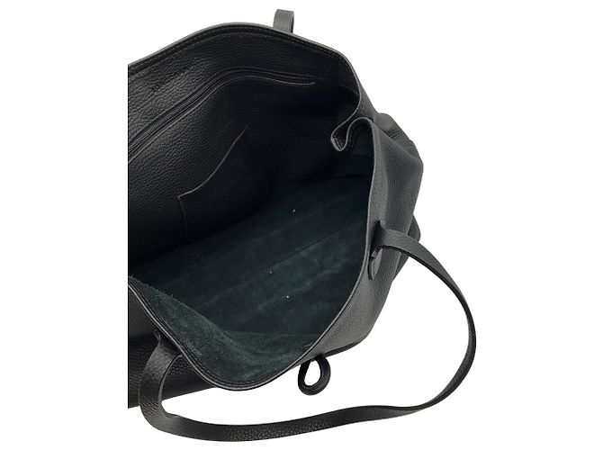 Grande borsa in pelle nera Roseau Longchamp - vista 6