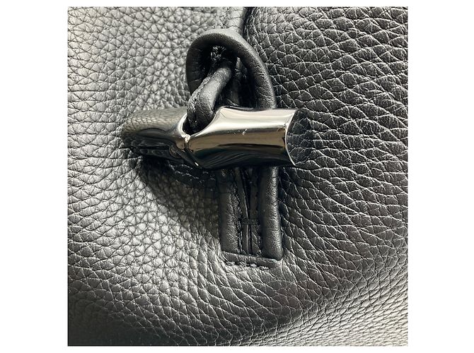 Grande borsa in pelle nera Roseau Longchamp - vista 9