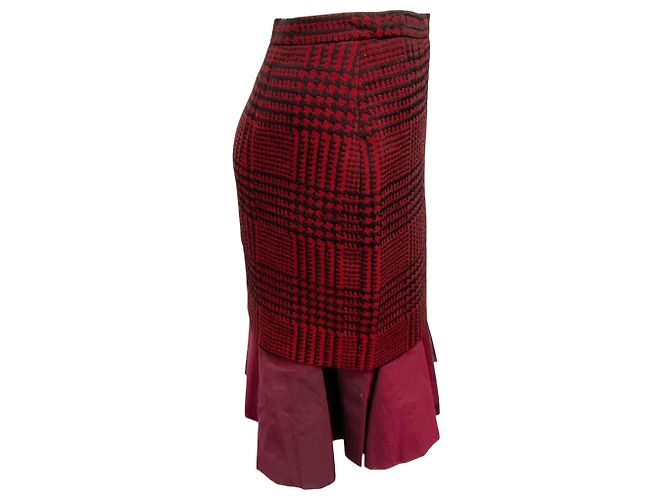 Falda acampanada de jacquard de pata de gallo roja / burdeos Moschino Cheap and Chic - vista 2