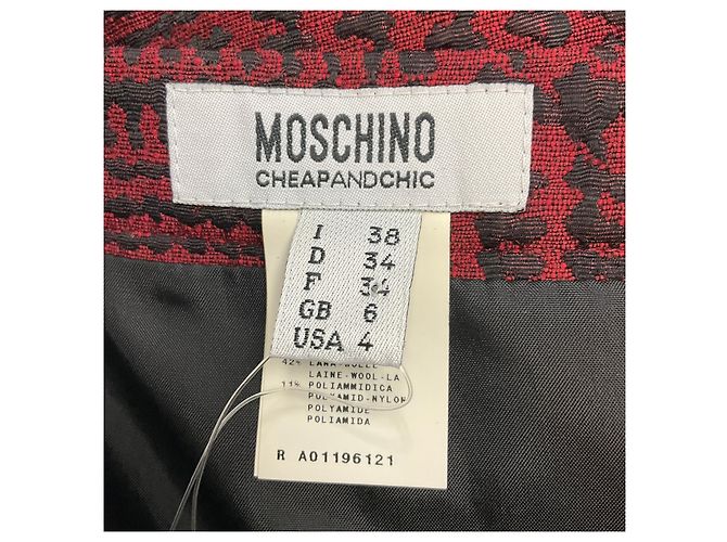 Falda acampanada de jacquard de pata de gallo roja / burdeos Moschino Cheap and Chic - vista 4