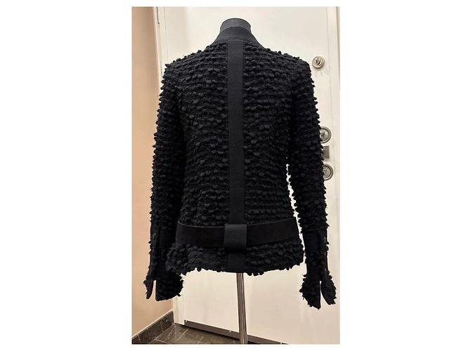 Chanel Tweed-Jacke mit Gripoix-Gürtel FR 42 Schwarz - Ansicht 6