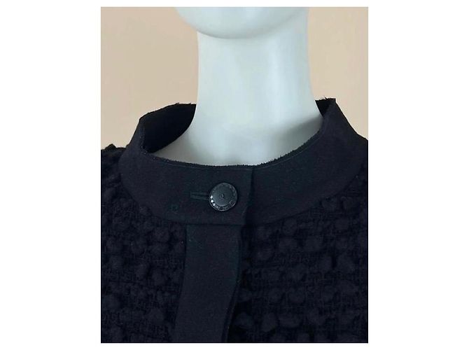 Chanel Tweed-Jacke mit Gripoix-Gürtel FR 42 Schwarz - Ansicht 8