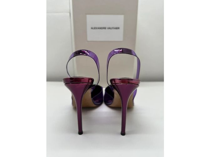 Décolleté Alexandre Vauthier Amber Ghost in pelle e cristalli viola Porpora - vista 3
