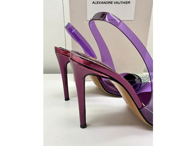 Décolleté Alexandre Vauthier Amber Ghost in pelle e cristalli viola Porpora - vista 5