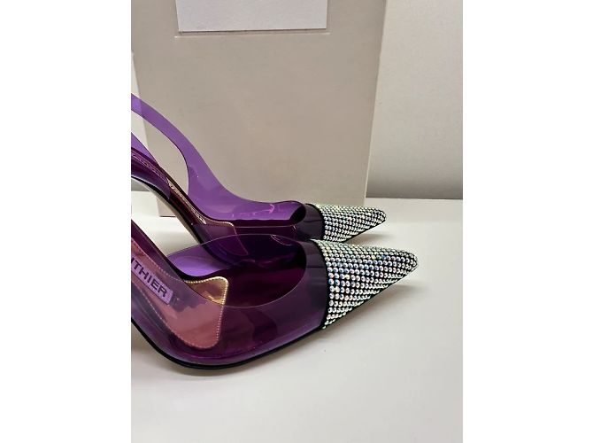 Décolleté Alexandre Vauthier Amber Ghost in pelle e cristalli viola Porpora - vista 6