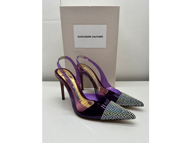 Décolleté Alexandre Vauthier Amber Ghost in pelle e cristalli viola Porpora - vista 7