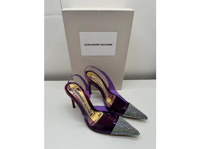 Décolleté Alexandre Vauthier Amber Ghost in pelle e cristalli viola Porpora - vista 8