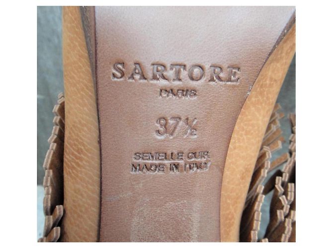 Botines Sartore de Ante Camel con Flecos Marrón claro - vista 7