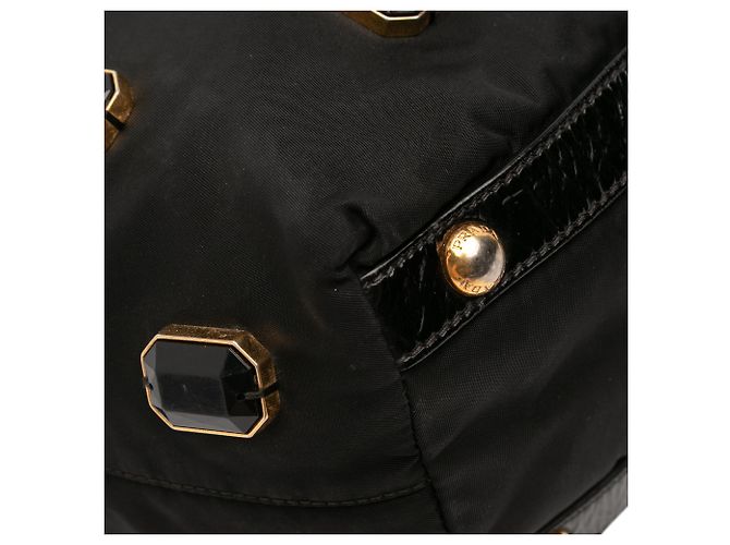 Prada Schwarze Tessuto Pietre Schmuck Tote - Ansicht 9