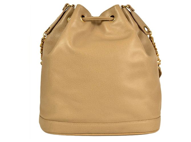 Borsa a spalla in pelle caviar beige Chanel - vista 3