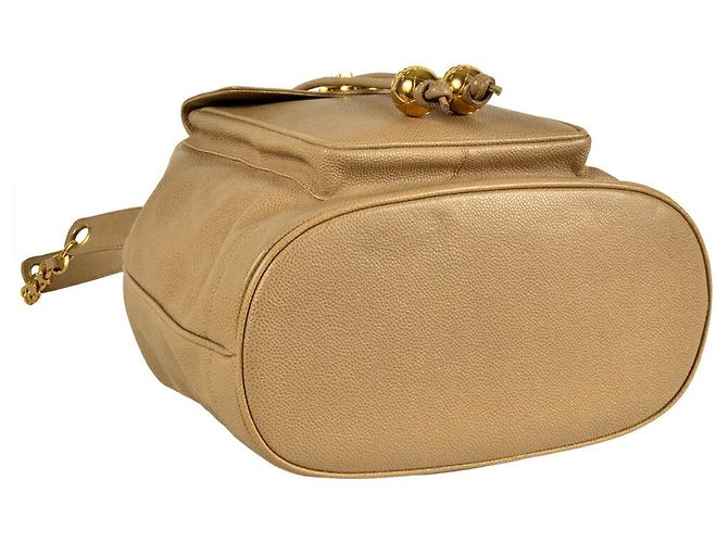 Borsa a spalla in pelle caviar beige Chanel - vista 4